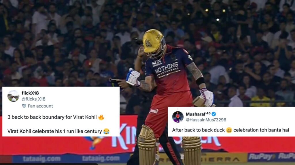 বিরাট কোহলির এক রানে উদযাপনে হাসখিলি: কেকেআরের বিরুদ্ধে প্রথম রানের জন্য ফিস্ট পাম্প!
